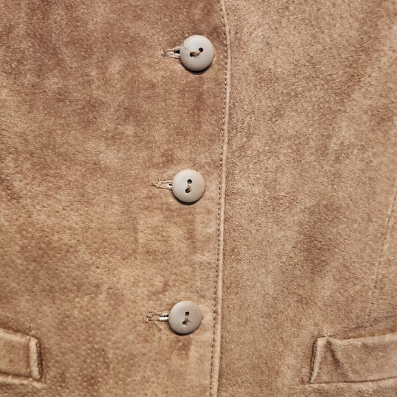 VINTAGE BRITISH MIST Brown Leather Front Dress Vest w/ Paisley Back L - Picture 4 of 7